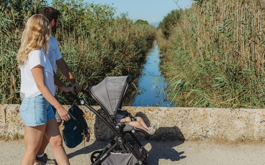 Familien spazieren entlang der Albufera